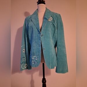 Women's Embroidered Leather Jacket Size XL